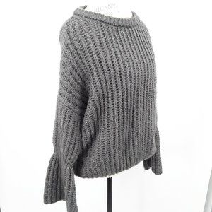 Moon & Madison Grey Metallic Sparkly Flare Sweater